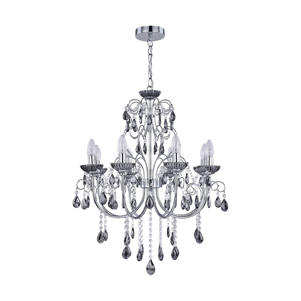 Rovert 8 Light Large Chandelier Chrome & Smoke - LL002CH109L